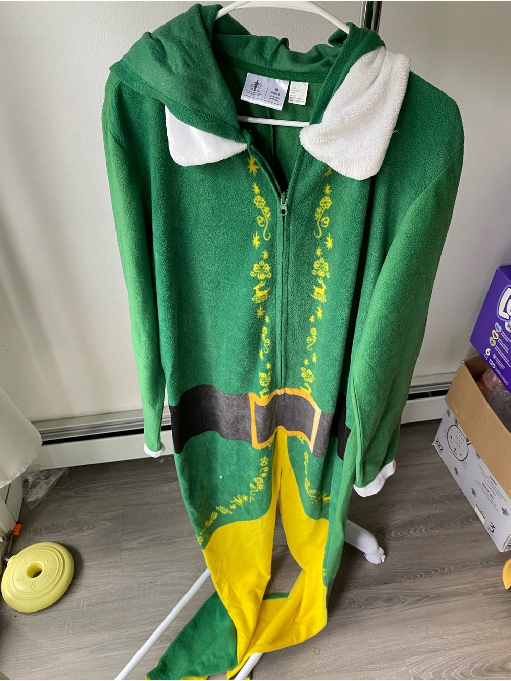 Green costume Hooded overall Yellow Accents Christmas Halloween St.Patrick’s